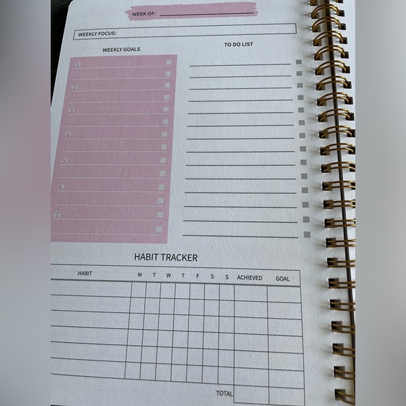 🌿{Get Your Life Together} Gold & Pink Spiral Weekly Planner | Blank Undated - Picture 9 of 16